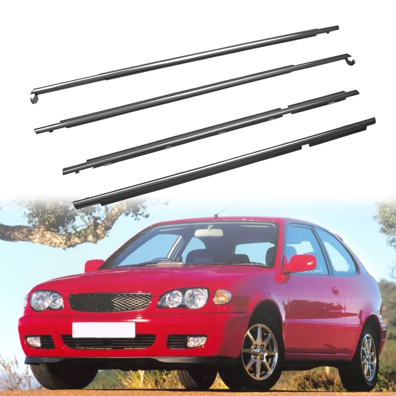 ZONFANT 4 Pcs Car Outer Door Window Moulding Trim Weatherstrip Seal Belt Compatible with Toyota Vehicle 19952002 Corolla Replace7571002050 7572002050 7573002040 7574002040