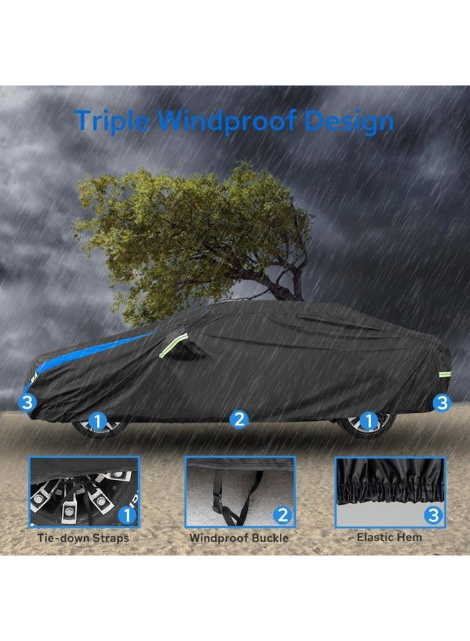 Avecrew Car Cover Custom Fit for Toyota Corolla, Waterproof All Weather Full Exterior Cover Rain Snow UV Protection Cover with Side Door Zipper Design - Image 5