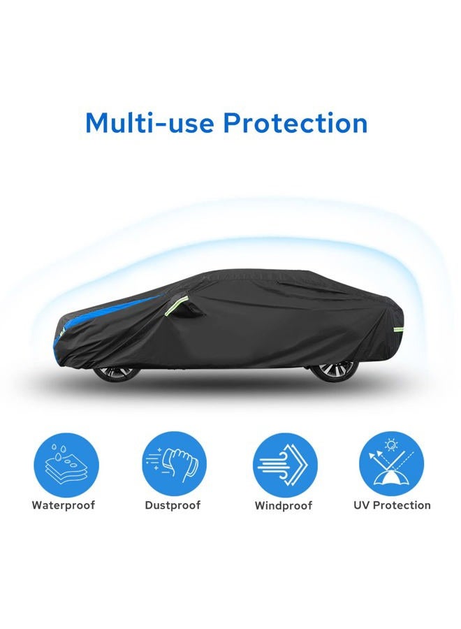 Avecrew Car Cover Custom Fit for Toyota Corolla, Waterproof All Weather Full Exterior Cover Rain Snow UV Protection Cover with Side Door Zipper Design - Image 3
