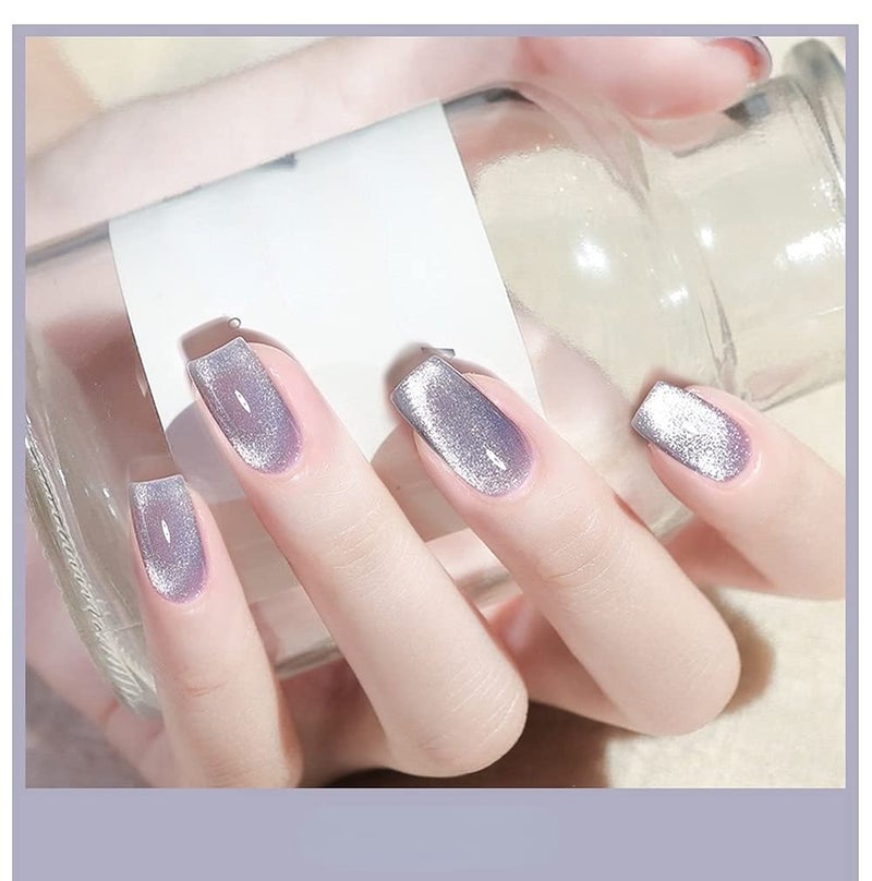 جل أظافر مغناطيسي بريق بنفسجي من فيروني - جل طلاء أظافر عين القط هولوجرافيك 9D - جل أظافر ناعم عريض عين القط - جل مغناطيسي 04