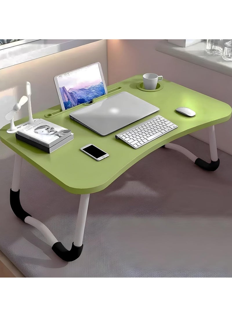 DubaiGallery Laptop Bed Desk, Portable Foldable Laptop Bed Table with USB Charge Port Storage Drawer and Cup Holder,Lap Desk Laptop Stand Tray Table Serving Tray for Eating, Reading and Working - Image 3