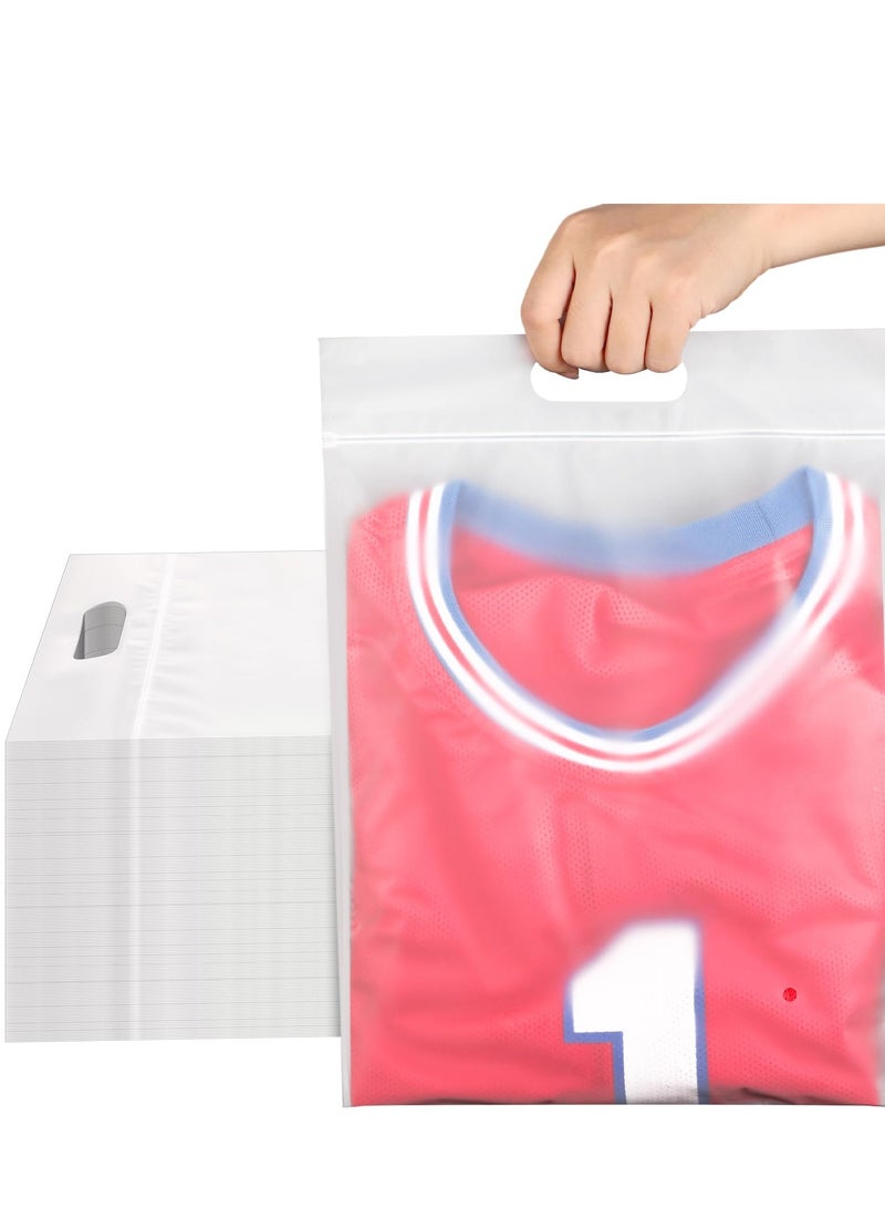 KASTWAVE أكياس تي شيرت مجمدة، 50 قطعة أكياس بريد بولي مع مقبض أكياس تي شيرت مجمدة أكياس التعبئة أغلفة الشحن الشفافة لنقل ملابس الأعمال الصغيرة - Image 1