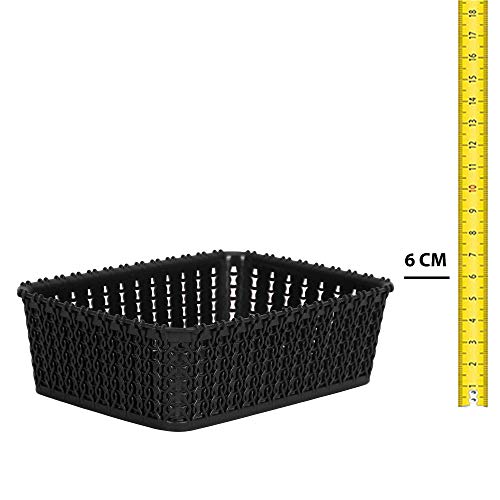 Cutting EDGE Plastic Multipurpose Sturdy Storage Baskets For Cosmetics Office Fruit Vegetable Bathroom Stationary Home Basket with Handle - Black (Set of 4, Mini) - Image 3