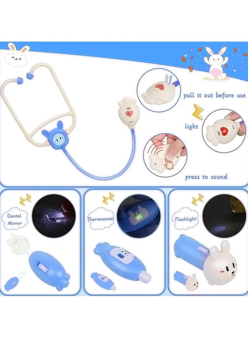 25PCS Doctor Kit for Kids Pretend Play Educational Doctor Toys, Medical Kit with Stethoscope, Doctor Playset for Dentist Doctor, Role Play Toys for 3-8 Years Old Girls and Boys Toddler Gifts (Blue) - Image 2