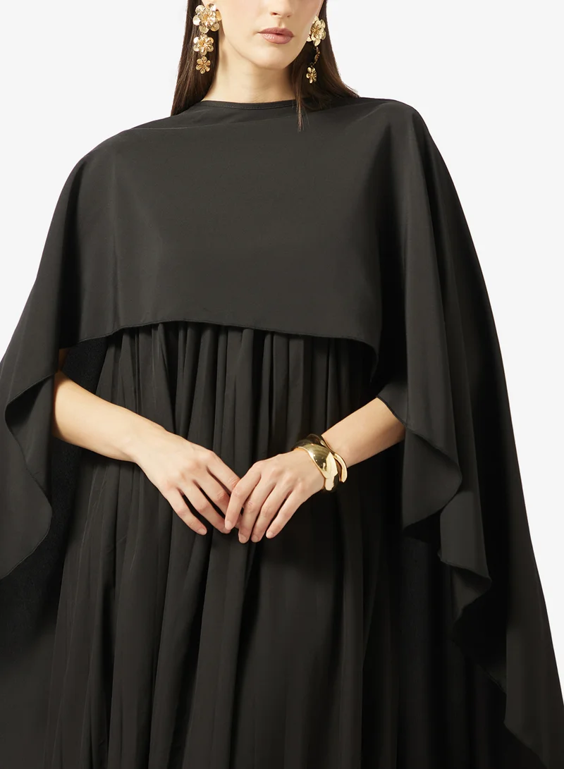Khizana  Pleated Dress With Cape Sleeves for Women | Best Price UAE