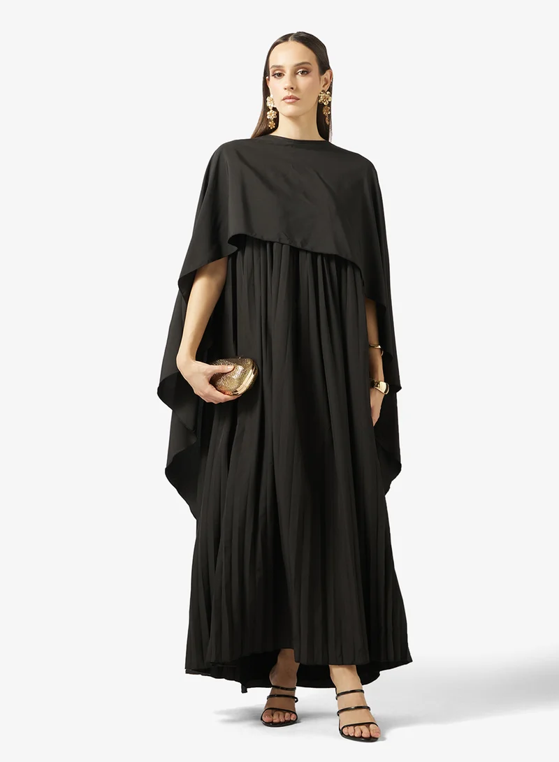 Khizana  Pleated Dress With Cape Sleeves for Women | Best Price UAE