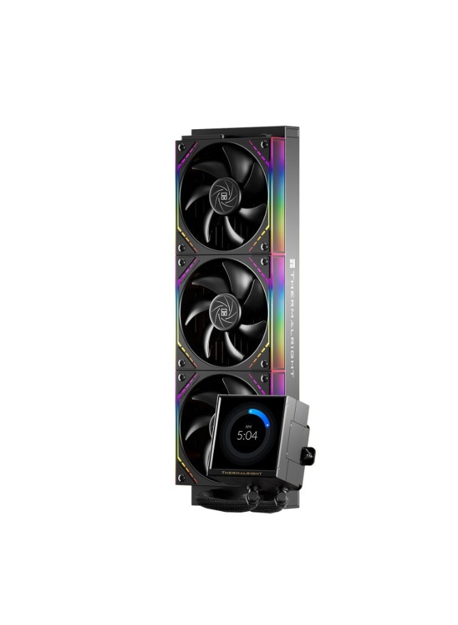 ثيرمالرايت مبرد المعالج Thermalright Peerless Vision 360 ARGB أسود، نظام تبريد مائي متكامل، شاشة IPS LCD مقاس 3.95 بوصة بدقة 480x480، متوافق مع معالجات AM4/AM5؛ Intel 1700/1851، مزود بثلاث مراوح توصيل لاسلكية. - Image 1