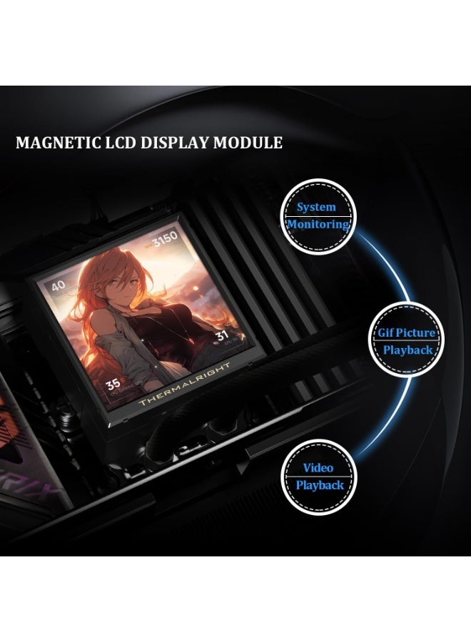 ثيرمالرايت مبرد المعالج Thermalright Peerless Vision 360 ARGB أسود، نظام تبريد مائي متكامل، شاشة IPS LCD مقاس 3.95 بوصة بدقة 480x480، متوافق مع معالجات AM4/AM5؛ Intel 1700/1851، مزود بثلاث مراوح توصيل لاسلكية. - Image 4