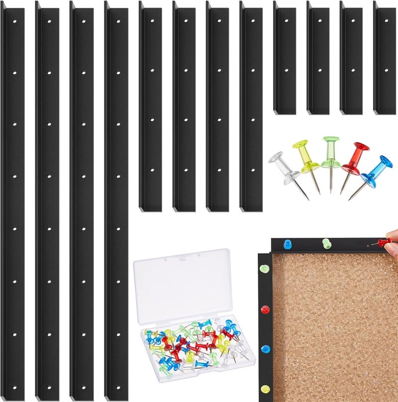Spakon 12 Pcs Stained Glass Supplies Layout Block System 12 Inch 6 Inch 3 Inch for Stained Glass Panels with 60 Mix Color Push Pins Tools, 3 Sizes (Black) - Image 1