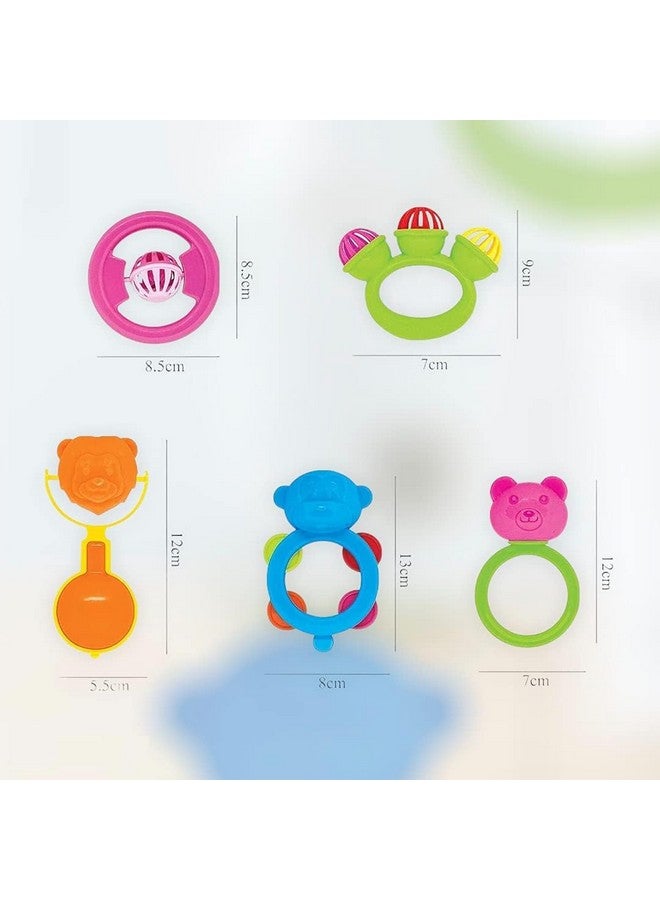 لوكزر مجموعة من 5 خشخيشة بلاستيكية ملونة غير سامة وخالية من مادة BPA من LUKZER للأطفال والرضع، ألعاب للأطفال حديثي الولادة (مجموعة من 5 قطع، متعددة الألوان) - Image 2