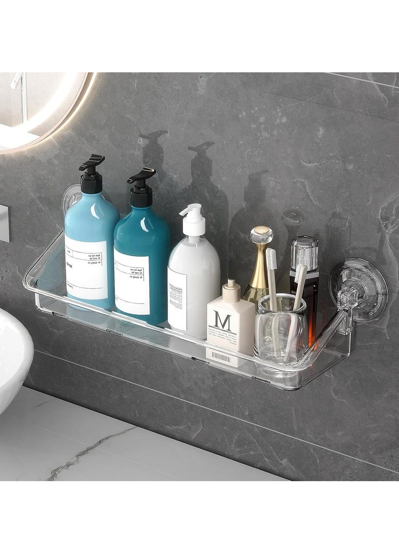 Excefore Shower Caddy Suction Cup, No Drilling Hang Walls, with Strong Suction Cup, Adhesive Clear Acrylic Shelf, with Strong Adhesive PVC Suction Cups, for Bathroom, Pantry, Kitchen, Utility Room - Image 1