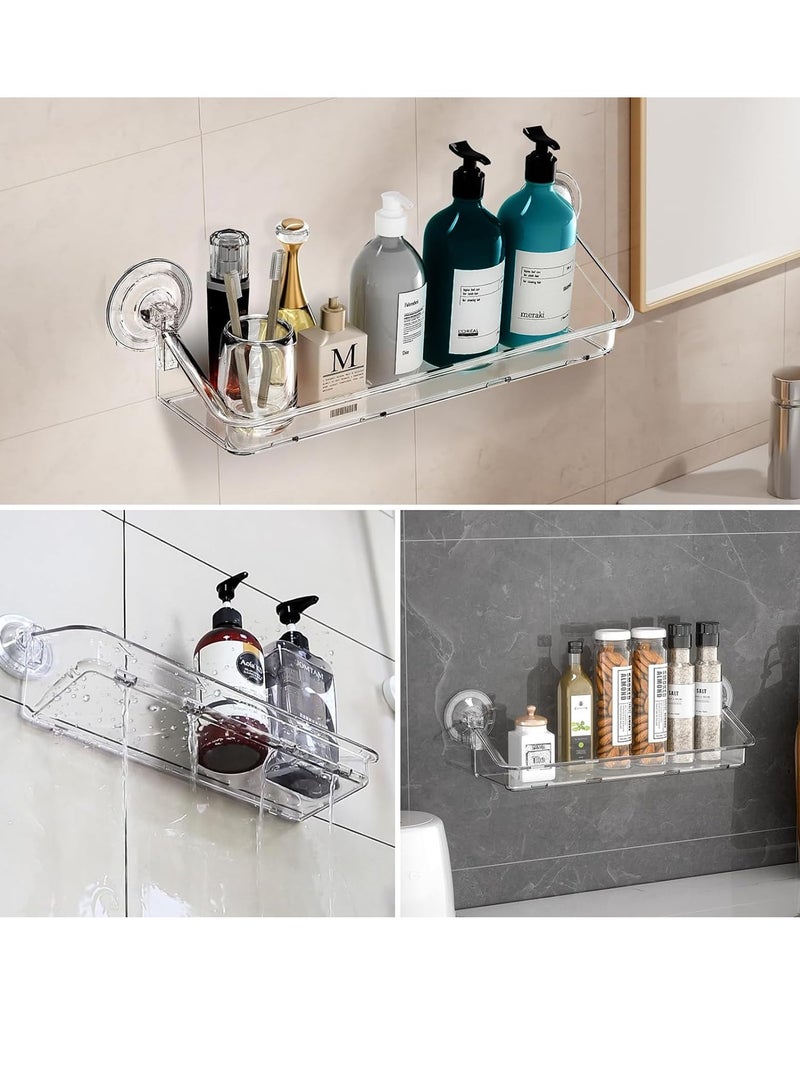 Excefore Shower Caddy Suction Cup, No Drilling Hang Walls, with Strong Suction Cup, Adhesive Clear Acrylic Shelf, with Strong Adhesive PVC Suction Cups, for Bathroom, Pantry, Kitchen, Utility Room - Image 3