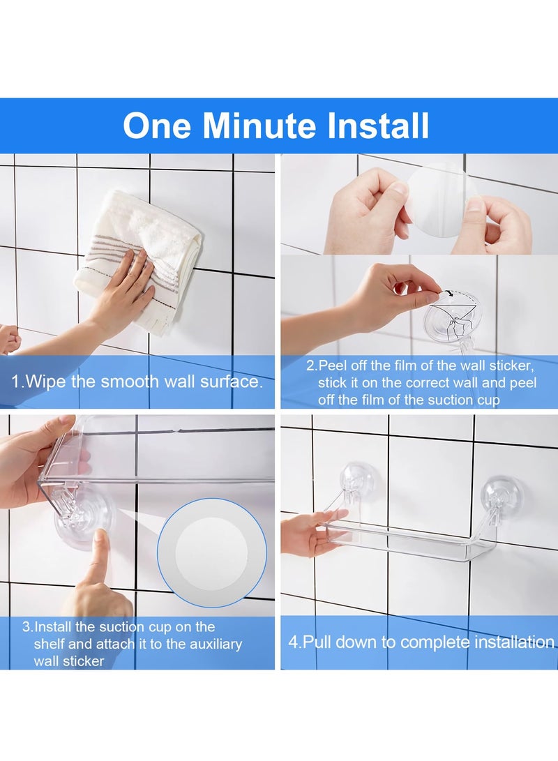 Excefore Shower Caddy Suction Cup, No Drilling Hang Walls, with Strong Suction Cup, Adhesive Clear Acrylic Shelf, with Strong Adhesive PVC Suction Cups, for Bathroom, Pantry, Kitchen, Utility Room - Image 5