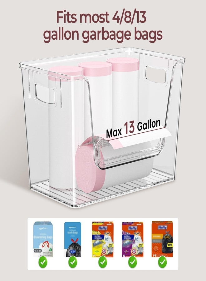 Delamu 2 Set Pantry organizers and Storage,Trash Bag Dispenser with Bamboo Top,Stackable trash bag holder under sink Organizer for 4-30 GalBags,Onion,Potato,Fruits,Clear(11-7/32"L*7" W*7-1/8"H) - Image 3