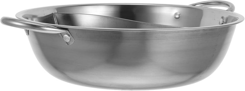 Homoyoyo Divided Stainless Steel Hot Pot Pan with Handles 28cm Double Flavor Hotpot Pot for Family Cooking and Restaurant Use - Image 1