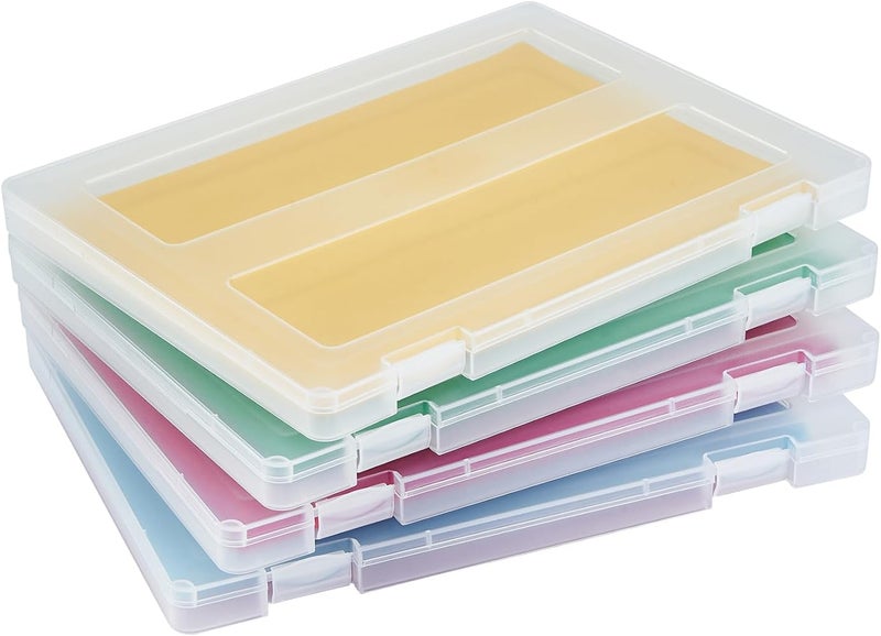 SYOSI 4 Pack Thick Plastic A4 Paper Storage Case, 8.5 x 11 Inch Portable Project Box, Multipurpose Organizer for Scrapbook, Craft & Office Art Supplies - Image 2