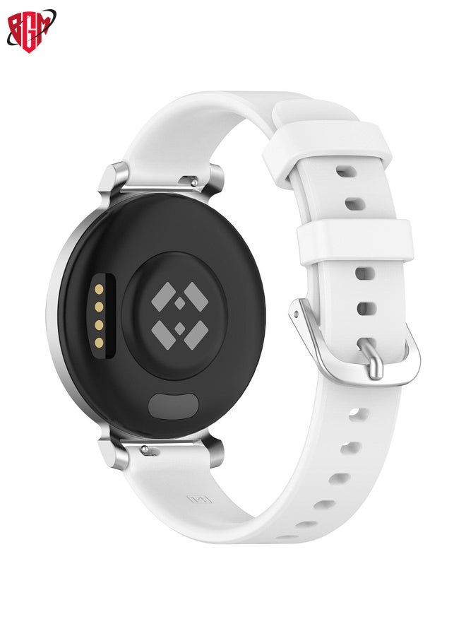 BGM Watch Band Strap For Garmin Lily 2 14mm Silver Buckle Silicone Watch Band Wristband(White)  - Image 2