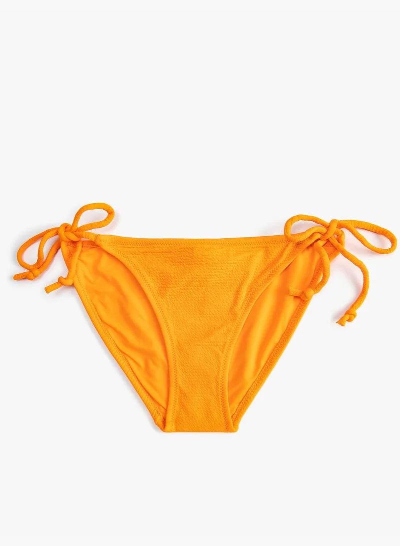 كوتون Basic Textured Tie Side Detail Bikini Bottom
