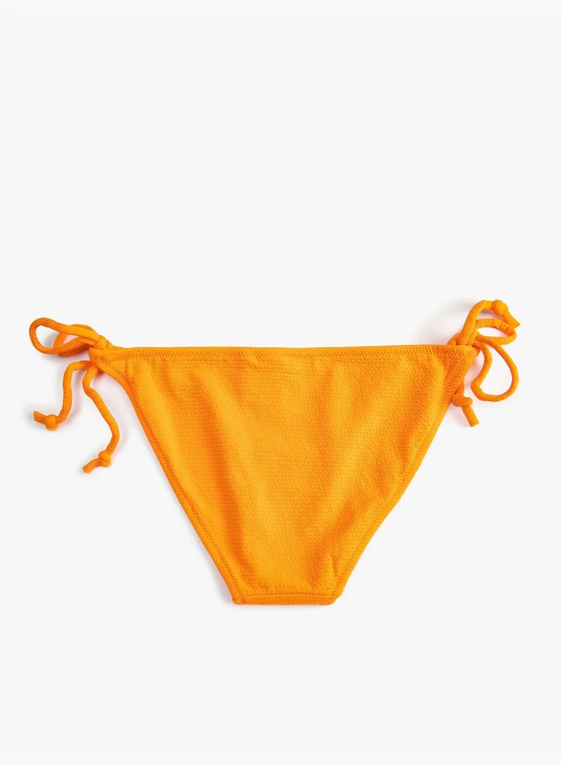 كوتون Basic Textured Tie Side Detail Bikini Bottom