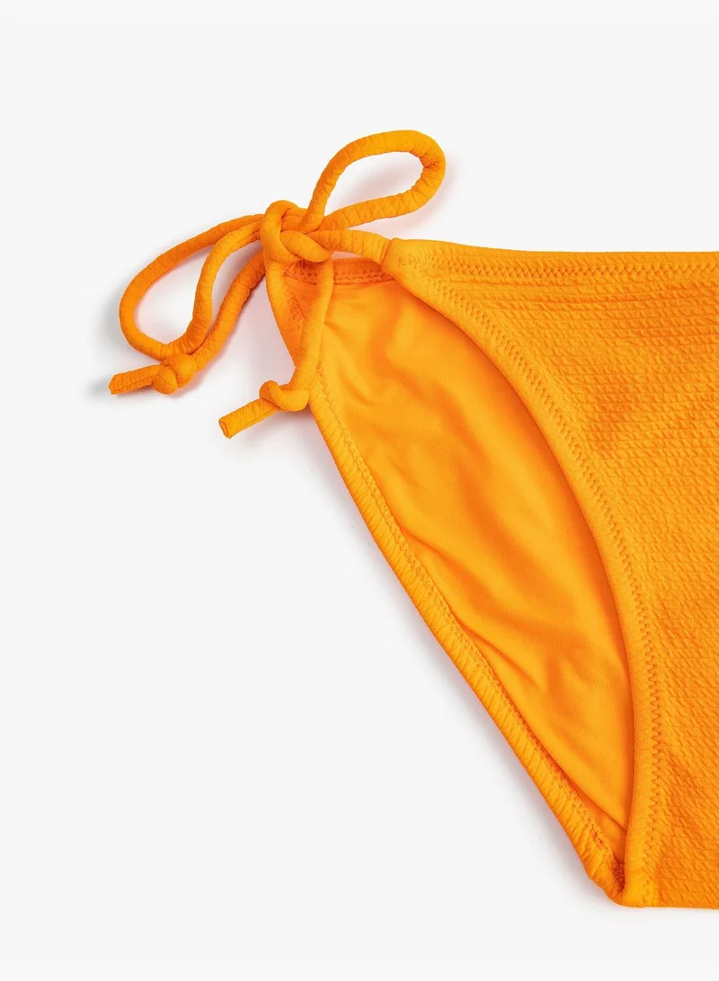 كوتون Basic Textured Tie Side Detail Bikini Bottom