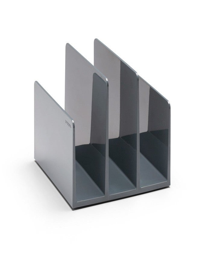 بوبين منظم ملفات Poppin Fin - منظم ملفات بثلاثة أقسام، منظم مستندات متين وقوي، تصميم أنيق بلمسة نهائية تشبه الورنيش، منظم ملفات للمكتب (رمادي داكن) - Image 5