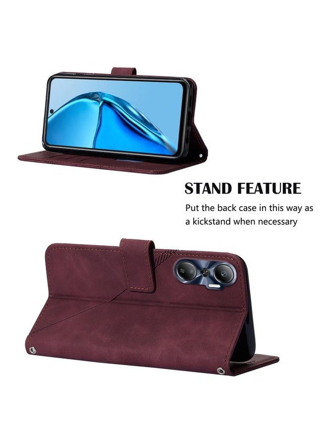 HuHa Case Cover For Infinix Hot 20 4G Crossbody 3D Embossed Flip Leather Phone Case(Wine Red) - Image 5