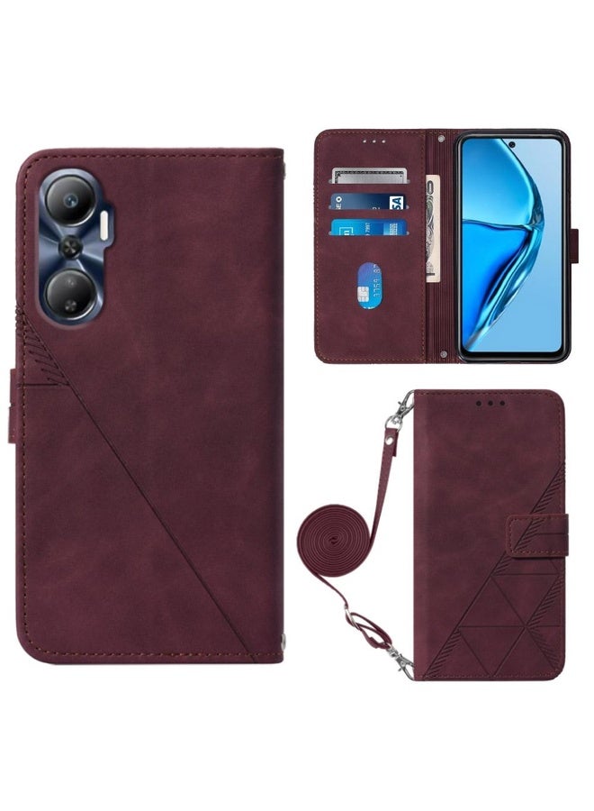 HuHa Case Cover For Infinix Hot 20 4G Crossbody 3D Embossed Flip Leather Phone Case(Wine Red) - Image 1