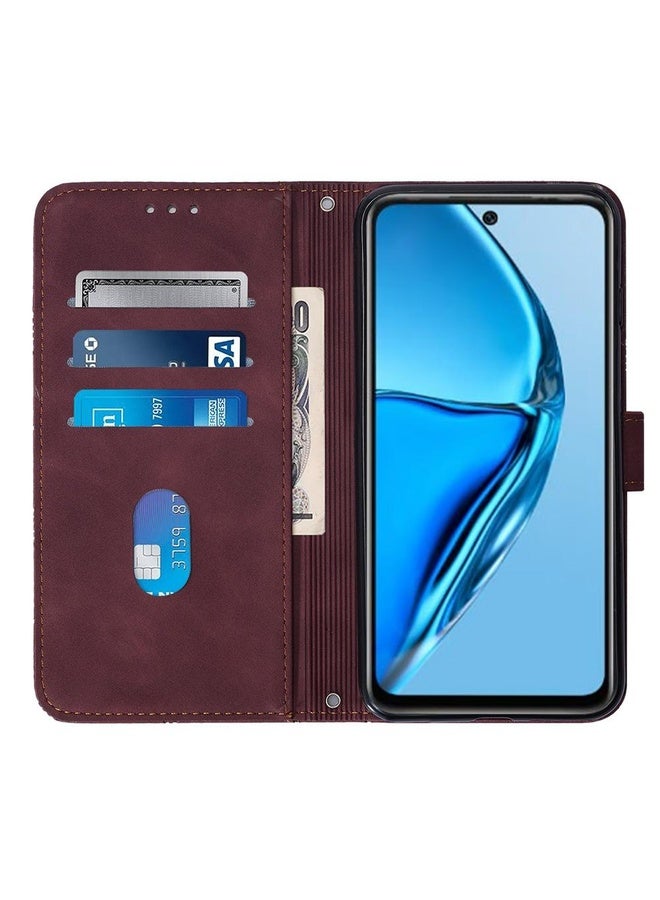 HuHa Case Cover For Infinix Hot 20 4G Crossbody 3D Embossed Flip Leather Phone Case(Wine Red) - Image 3