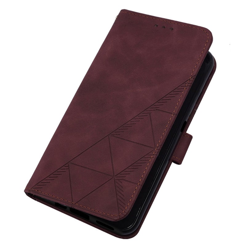 HuHa Case Cover For Infinix Hot 20 4G Crossbody 3D Embossed Flip Leather Phone Case(Wine Red) - Image 4