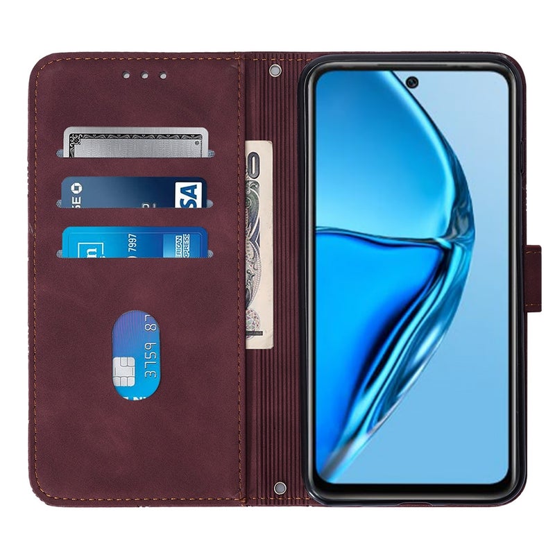 HuHa Case Cover For Infinix Hot 20 4G Crossbody 3D Embossed Flip Leather Phone Case(Wine Red) - Image 3