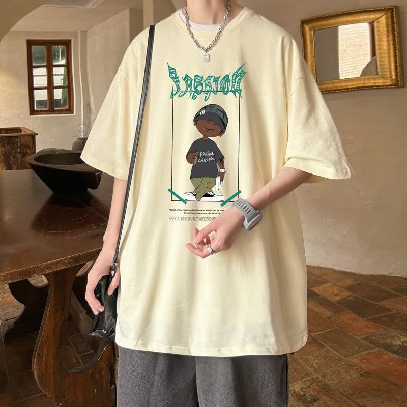 T-Shirt Men'S Summer Clothes American High Street Style Trendy Brand Loose And Versatile Men'S Short-Sleeved Tops For Men - Image 5