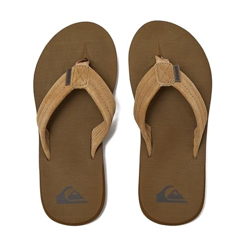 Quiksilver boys Carver Suede Youth Kids Flip Flip Sandal, Tan - Solid, 11 Little Kid US - Image 4