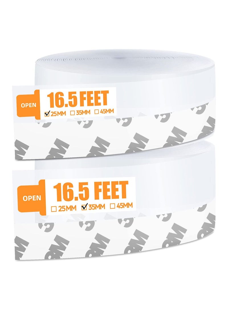 KASTWAVE 2 Rolls 33 Feet Door Weather Stripping Silicone Seal Strip Window Sealing Tape for Draft Stopper Adhesive Doors Windows and Shower Glass Gaps- Width 1'' 1.4'' - Image 1