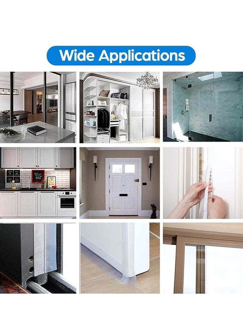 KASTWAVE 2 Rolls 33 Feet Door Weather Stripping Silicone Seal Strip Window Sealing Tape for Draft Stopper Adhesive Doors Windows and Shower Glass Gaps- Width 1'' 1.4'' - Image 5