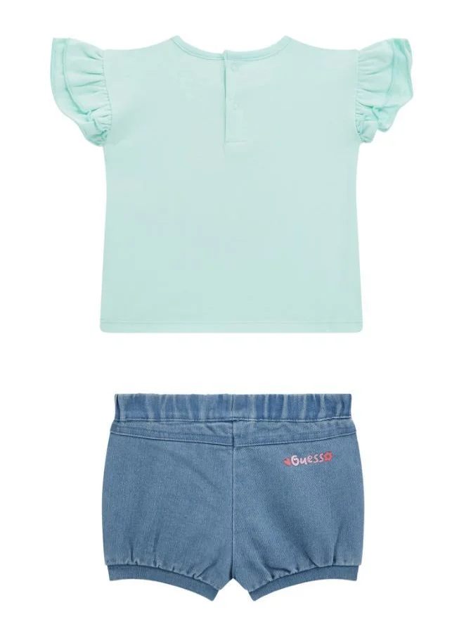 GUESS Kids Printed Short Sleeve T-Shirt And Shorts Set