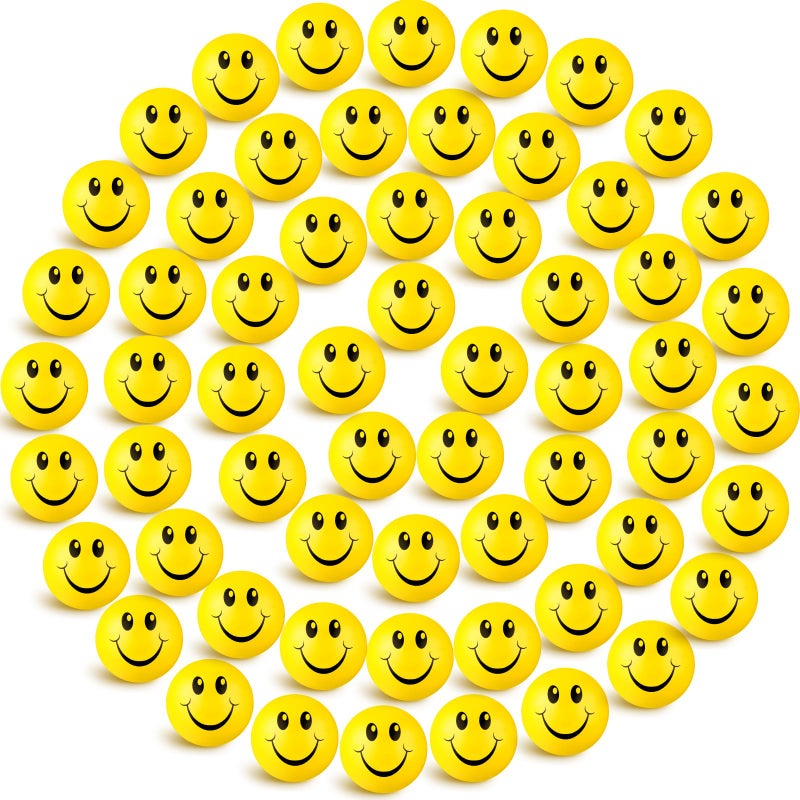 Skylety 100 Pieces Mini Smile Face Stress Balls Funny Stresbe Happy Foam Soft Colored Smile Toys for Adults 12 Inch Relief Balls for AnxietyYellow - Image 2