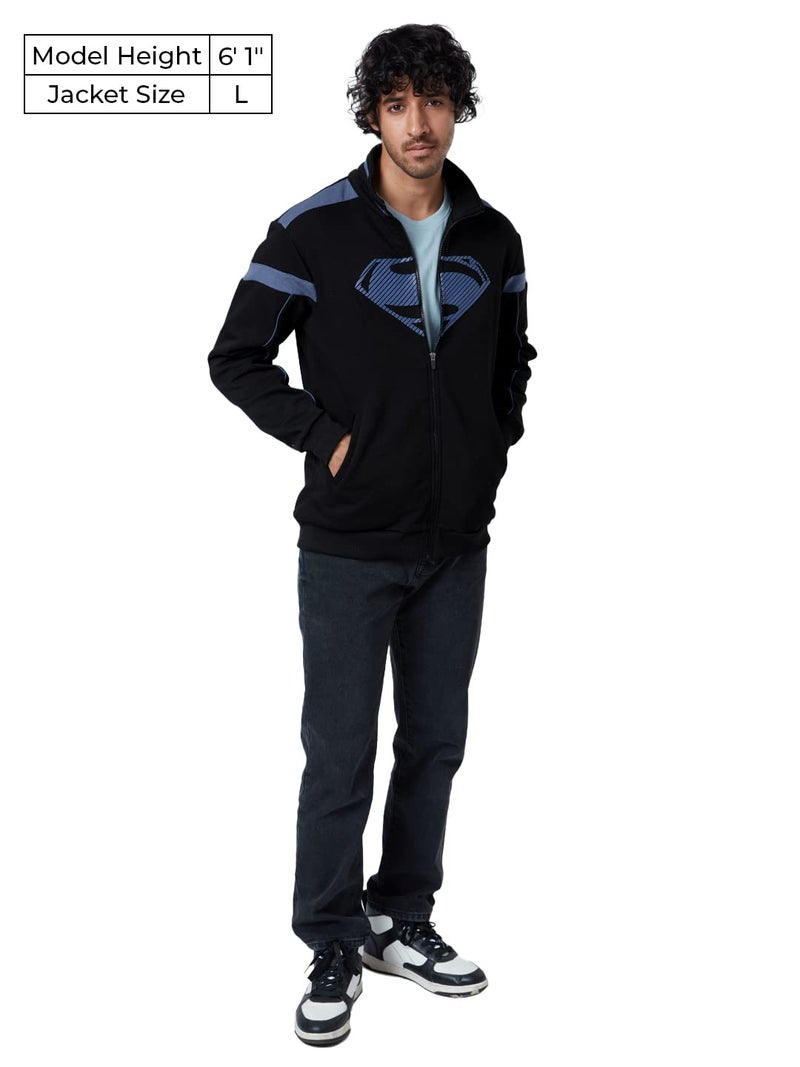 The Souled Store| Official Superman: Sigil Mens and Boys Jackets|Full Sleeve|Regular fit Graphic Printed | 60% Cotton 40% Polyester Black & Blue Color Men Jackets - Image 3