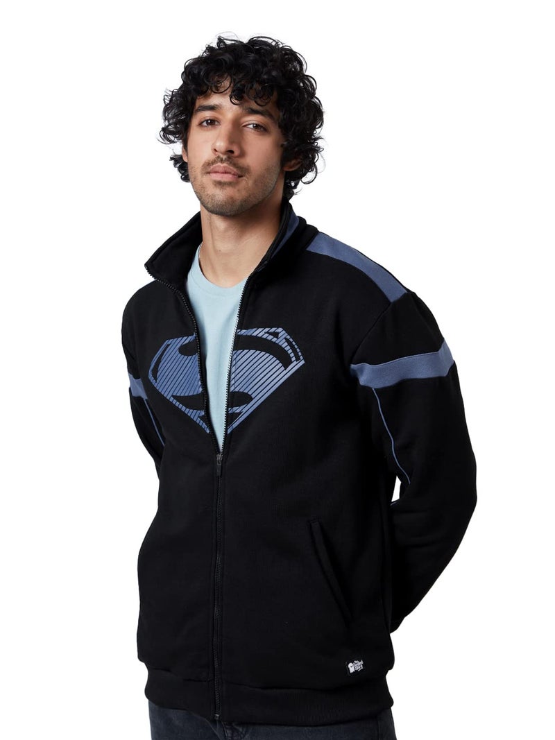 The Souled Store| Official Superman: Sigil Mens and Boys Jackets|Full Sleeve|Regular fit Graphic Printed | 60% Cotton 40% Polyester Black & Blue Color Men Jackets - Image 5