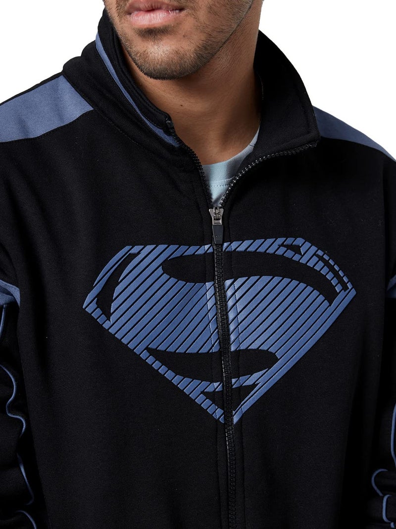 The Souled Store| Official Superman: Sigil Mens and Boys Jackets|Full Sleeve|Regular fit Graphic Printed | 60% Cotton 40% Polyester Black & Blue Color Men Jackets - Image 2