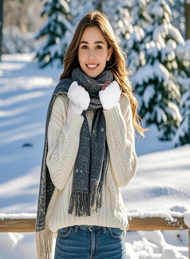 cnomg 4 Pairs Winter Faux Fur Fingerless Gloves Faux Fur Half Finger Warmers Fingerless Gloves for Women Girls Winter Driving Working Typing Indoor Outdoor - Image 4