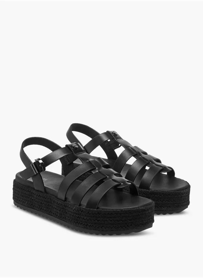 Celeste Women's Solid Flatform Sandals with Buckle Closure