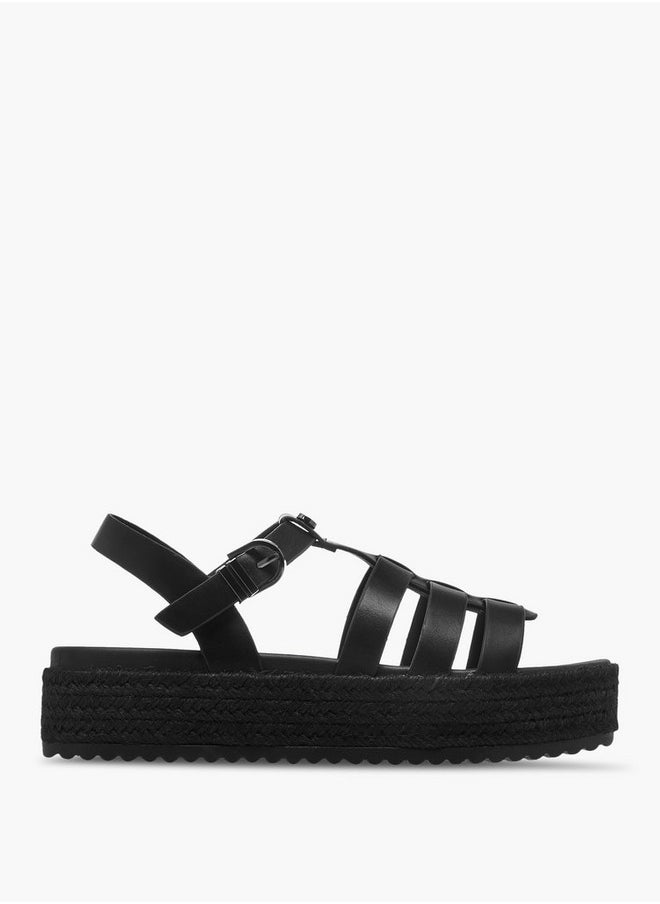 Celeste Women's Solid Flatform Sandals with Buckle Closure  - Image 3