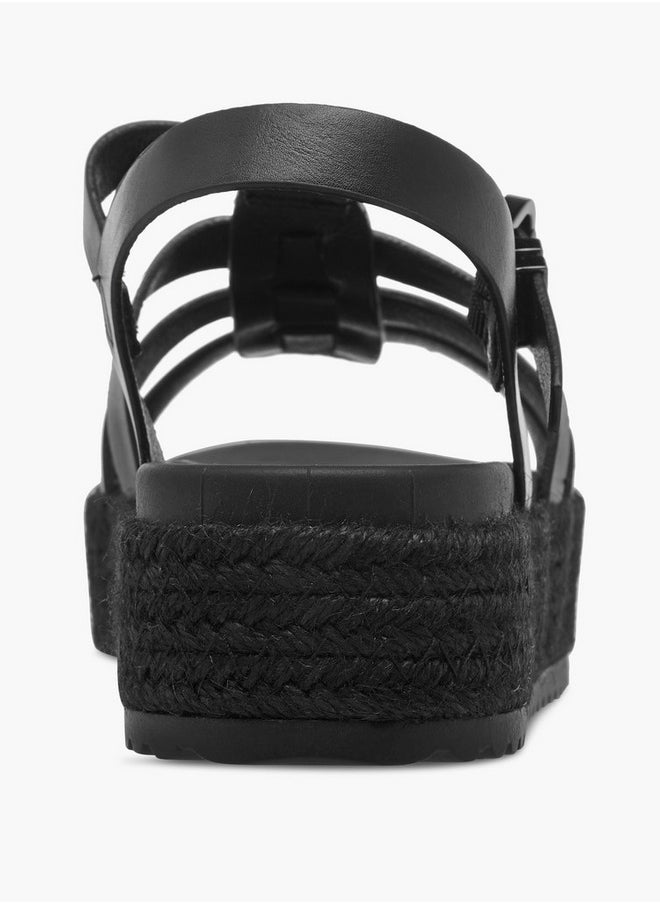 Celeste Women's Solid Flatform Sandals with Buckle Closure  - Image 5