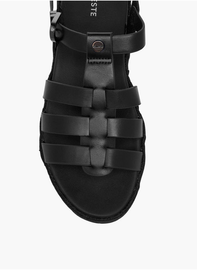 Celeste Women's Solid Flatform Sandals with Buckle Closure  - Image 4