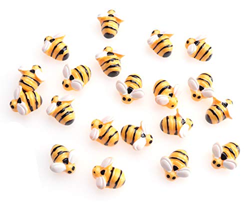 Sowaka 20 Pcs Mini Bee Ornaments Tiny Resin Flatback Embellishment Bumble Bee for Hair Clip DIY Craft Art Project Home Garden Decoration Supplies Jewelry Making Scrapbooking (Large) - Image 1