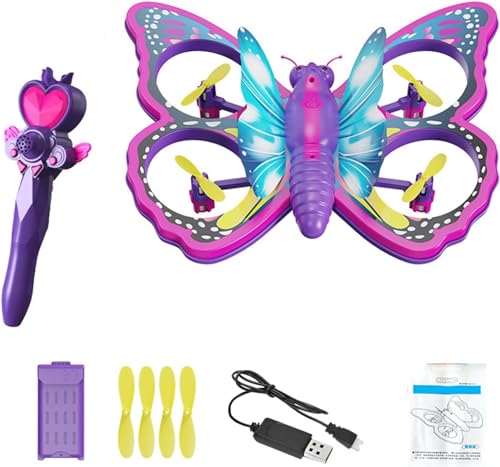 Mini Drone for Adults Remote Control Butterfly Drone with LED Lights RC Quadcopter with 3D Flip Headless Mode Altitude Hold Small Flying Toys Drones for Beginners 1 Battery