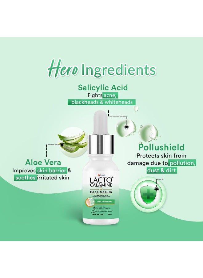 Lacto Calamine 2% Salicylic Acid Serum | 30ml | Face Serum For Acne, Blackheads, Oil control & Open Pores | Serum For Clear Skin | Face Serum for Women & Men | Dermatologically Tested & Fragrance Free - Image 2
