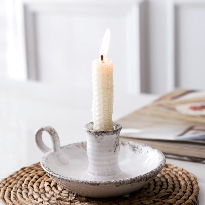 Kendiis Candle Holder Ceramic Candlestick Holder Candlelight Stand for Spell Candles Taper Candles and Incense Halloween Christmas Dining Room Home Decoration Display