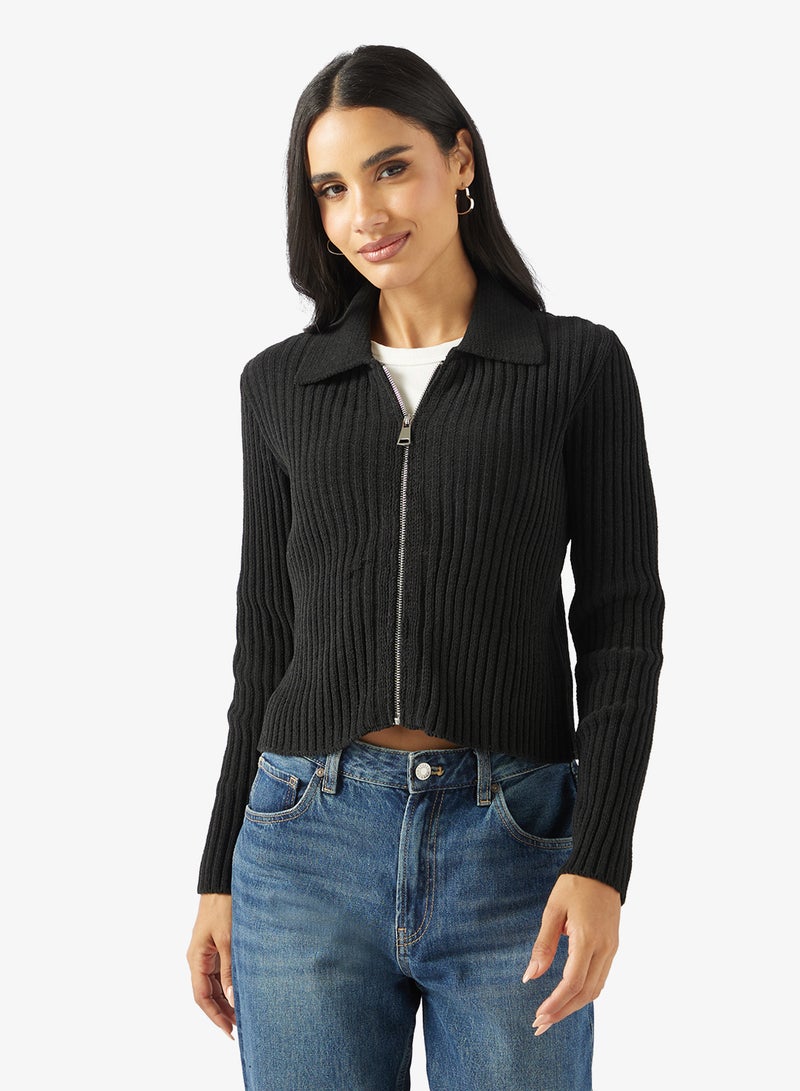 ONLY Onlelly Life Polo Zip Up Long Sleeve Cardigan - Image 1