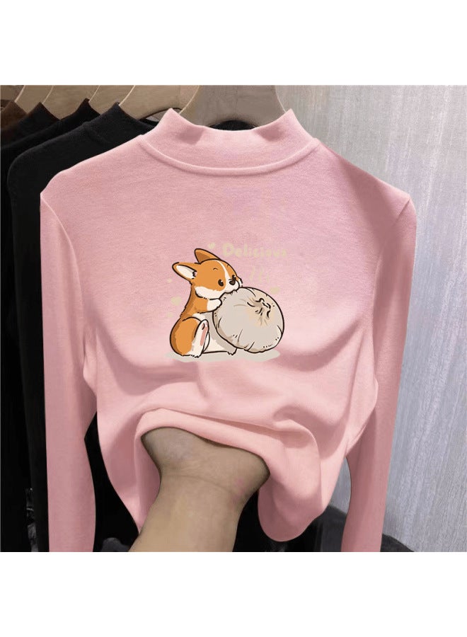 Children's Velvet Bottoming Shirt, Half Turtleneck, Long Sleeves, Medium And Large Kidsren's Autumn And Winter Velvet Versatile Warm Tops For Boys And Girls